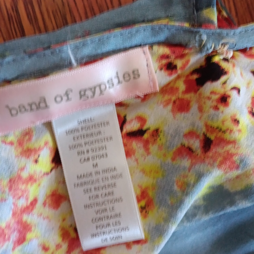 Band‎ of Gypsies dress gorgeous faux silk floral print a-line dress Size M - Picture 6 of 7